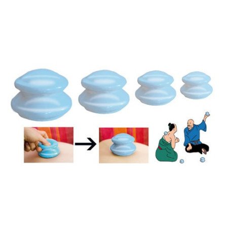 Cupping cups in silicone - set of 4 pieces : Ø inside 3 cm, 4 cm, 5 cm