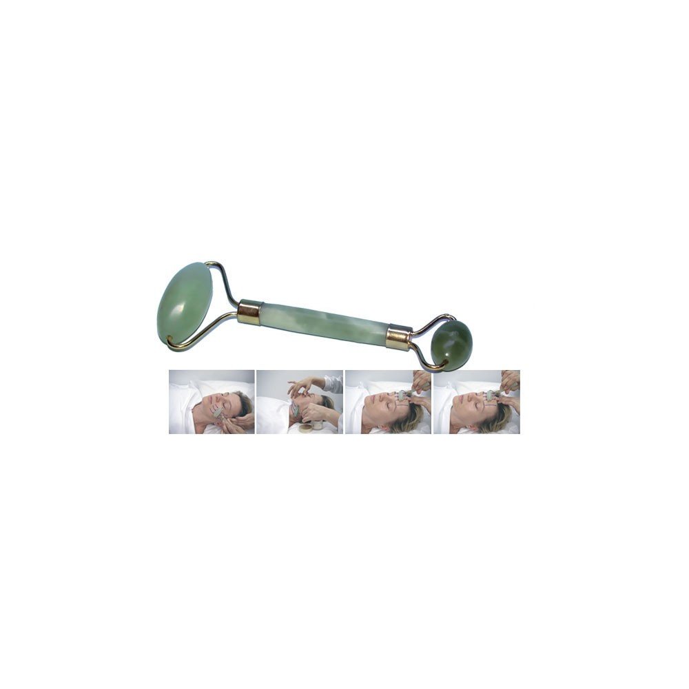Rouleau de massage en jade pour le rajeunissement du visage - 2 têtes